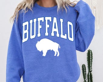 Vintage Buffalo Football Sweatshirt: Trendy Game Day Crewneck