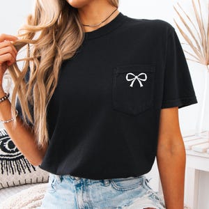 Embroidered Comfort Colors Coquette Bow Shirt, Bow Tee Coquette Aesthetic Soft Girl Era Tshirt, Girlie Girl Shirt Ribbon Tee, Teen Gift Girl