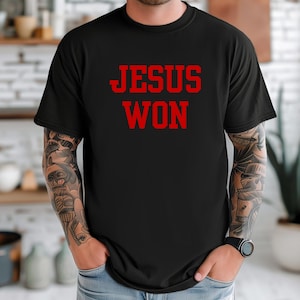Religious Men&#39;s Christian T-Shirt, Jesus T Shirt For Men Jesus Won Christianity Gifted, Religious T Shirt Bible Verse Shirt For Men Gift