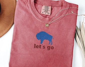 Camiseta bordada de fútbol americano de Buffalo: colores cómodos, ideal como regalo para el día del partido.