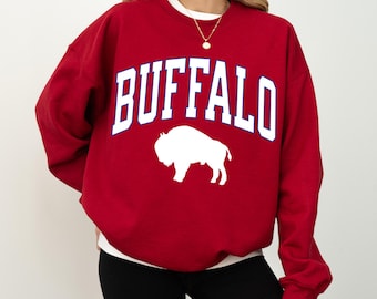 Vintage Buffalo Football Sweatshirt: Trendy Game Day Crewneck