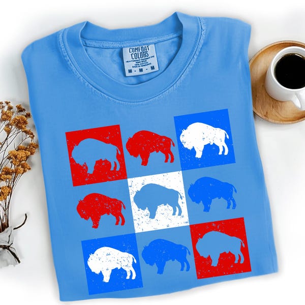 Camiseta Comfort Colors Buffalo Football: Camiseta retro para el día del partido