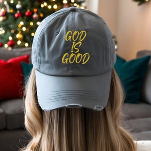 Distressed Christian Baseball Cap, Unisex Religious Hat Gift God is Good, Jesus Hat, Christian Gift,, Religious Baseball Cap Bible Verse Hat