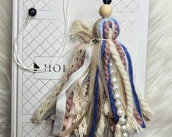 Handmade Sterling Silver Cross Bible Tassel: Pearl & Lace Bookmark