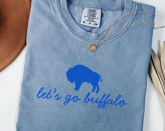 Comfort Colors Buffalo Football T-Shirt: Trendy Lets Go Buffalo Shirt