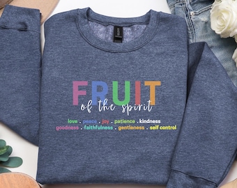 Sudadera Fruto del Espíritu: Escrituras Cristianas de cuello redondo