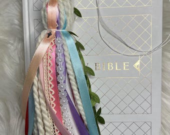 Handmade Bible Tassel: Sterling Silver Cross, Pearls & Lace