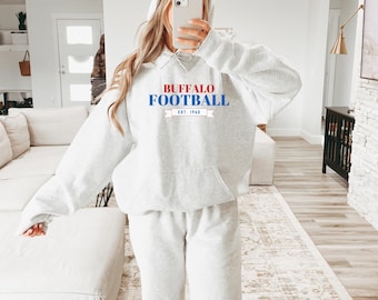 Sudadera unisex con capucha Buffalo Football Game Day, sudadera moderna para fanáticos de Buffalo