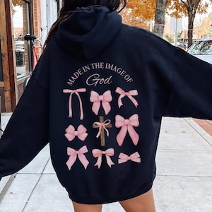 Trendy Christian Sweatshirt Merch, Words on Back Bible Verse Hoodie, Jesus Loves You, Aesthetic Women&#39;s Faith Apparel, Back to School Gift