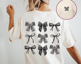 Coquette Black Bow Comfort Colors T-Shirt with Pocket