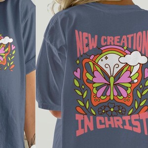 Komfortfarben Jesus T-Shirt, Boho Glaube T-Shirt, Christian Bekleidung, religiöses Shirt, Retro Jesus Shirt, christliches Shirt, Schmetterling Gott T-Shirt