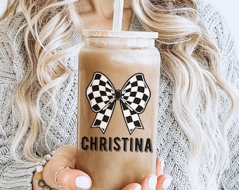 Personalized Iced Coffee Glass Tumbler: Trendy Reusable Cup with Straw