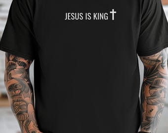 Camiseta cristã masculina Comfort Colors: Jesus é Rei - Camiseta religiosa unissex moderna