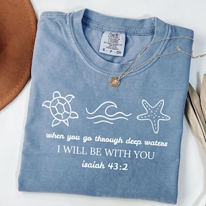 Ocean Turtle Starfish Christian Shirt, Bible Verse T-Shirt, Deep Waters Summer Shirt, Gift For Women, Beach Religious T Shirt, Scripture Tee