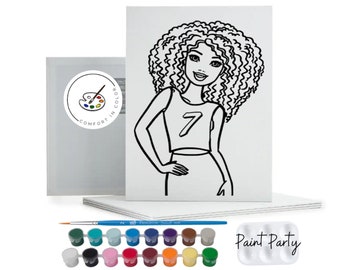 Fashion Doll Pre-Drawn Canvas: Kids DIY Paint Party Kit, Craft Supplies