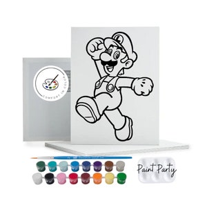 Pre-Drawn Canvas Paint Party Favors: Gamer Theme Kids Activity