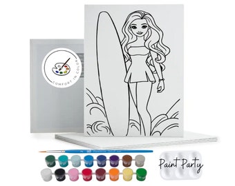 Fashion Doll Pre Drawn Canvas: Kids DIY Paint Party Kit, Custom Favors, Crafts