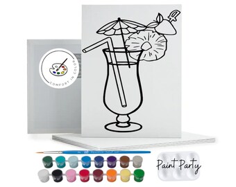 Pre-Drawn Canvas for Adult Paint Party: DIY Cocktail Party Favors - Crafts - Coloring