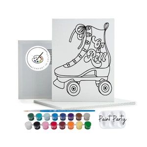 Pre-Drawn Roller Skate Canvas: Kids Paint Party Favor, DIY Art Kit
