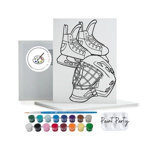 Color Your Own Canvas - Kids Paint Party - Pre Drawn Canvas Ready To Paint - Party Favors - Kids Paint Kit - Kids Party - Hockey Party