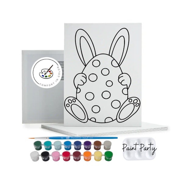 Kids Paint Party, Pre Drawn Canvas Ready To Paint, DIY Paint Canvas, Party Favors, Kids Paint Kit, Easter