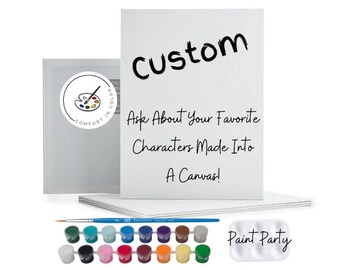 Kids Paint Party Canvas Kit: Custom Pre-Drawn Art, Party Favors