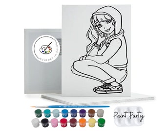 Fashion Doll Paint Party Canvas Kit: Kids DIY Craft - Favors - Coloring Pages - Basket Stuffers