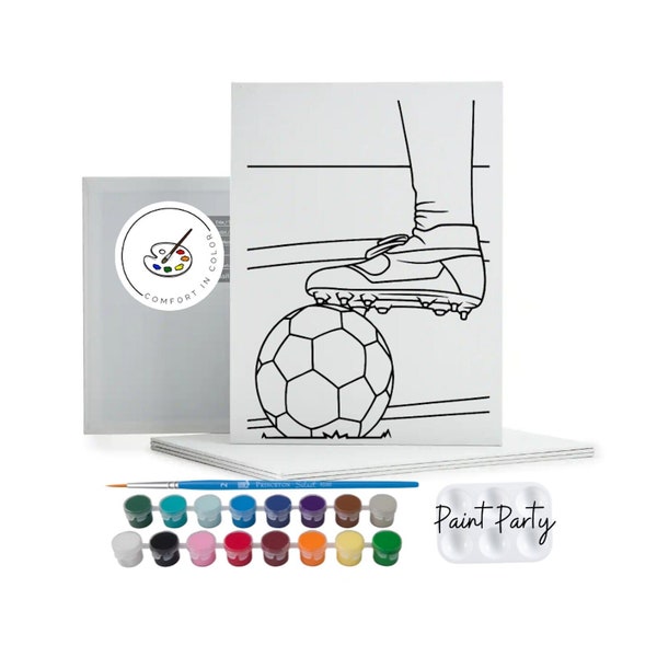 Kids Paint Party, Pre Drawn Canvas Ready To Paint, DIY Paint Canvas, Party Favors, Kids Paint Kit, Soccer