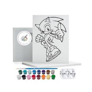 Gamer Paint Party Canvas Kit: Pre-Drawn, Includes Paints & Easel