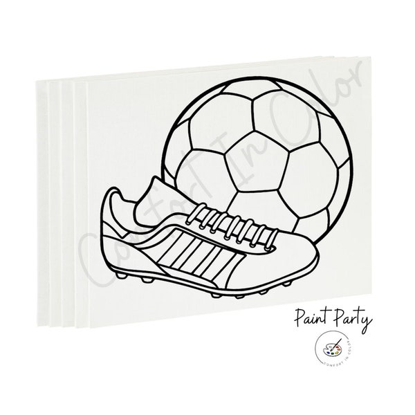 Kids Paint Party, Pre Drawn Canvas Ready To Paint, DIY Paint Canvas, Party Favors, Kids Paint Kit, Soccer