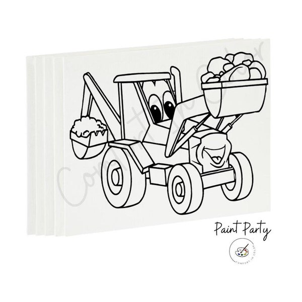 Kids Paint Party, Pre Drawn Canvas Ready To Paint, DIY Paint Canvas, Party Favors, Kids Paint Kit, Construction Truck