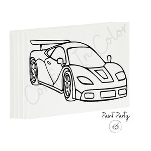 Pre-Drawn Canvas for Kids Paint Party: Cars Theme, DIY Art Kit