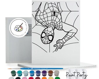 Pre-Drawn Superhero Canvas: Kids Paint Party Kit, Crafts, Decor
