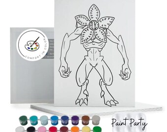 Pre-Drawn Character Canvas: Kids Paint Party Kit, Craft Activity Supplies