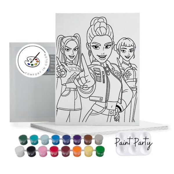 Paris Paint Party Kit for Kids | Birthday Party Activity | Paint Your Own Canvas Kit | Kids Party Favor | Eiffel Tower Craft | Screen Free