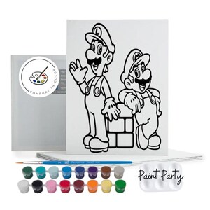 Pre-Drawn Canvas Paint Party Favors: Gamer Theme Kids Activity