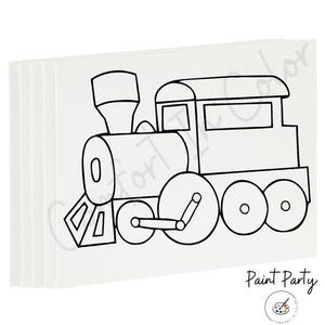 Pre-Drawn Train Canvas: Kids Paint Party Favor, DIY Art Kit