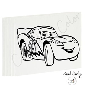 Pre-Drawn Canvas Paint Party Favors: Cars Theme, Kids Art Kit