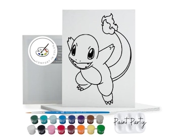 Pre-Drawn Canvas Paint Party Kit: Gamer Theme Kids Activity, Custom Favors, Crafts