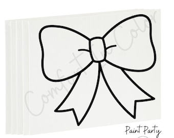 Pre-Drawn Bow Canvas for Kids Paint Party: Custom DIY Painting Kit - Favors - Coloring - Crafts