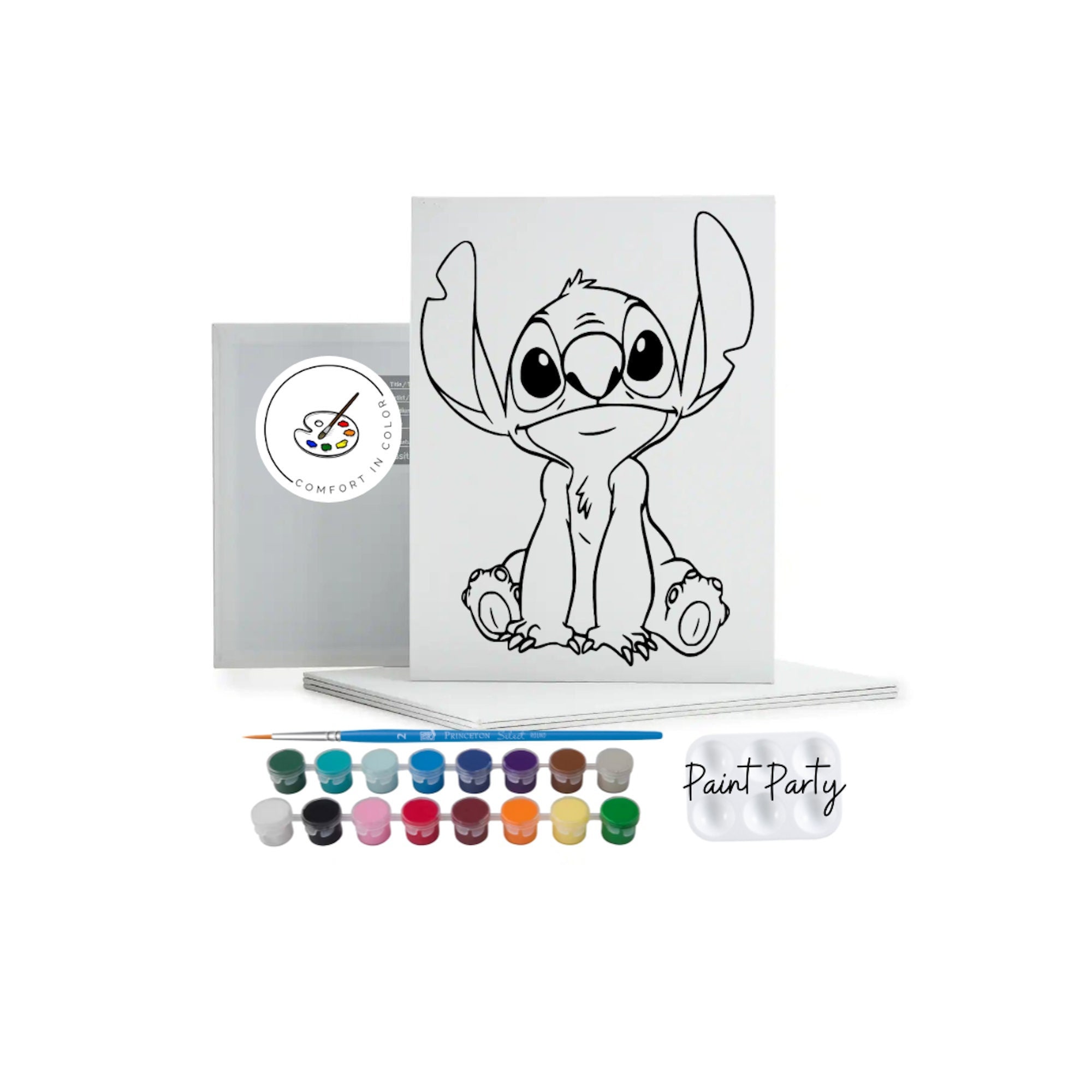 Pre Drawn Character Canvas: Kids Paint Party Kit, Birthday Craft ...