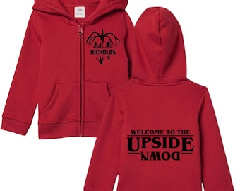 Personalized Upside Down Kids Zip-Up Hoodie, Custom Sweatshirt