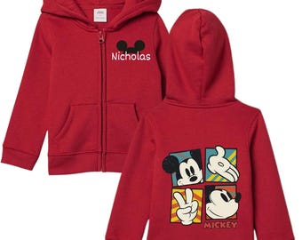 Personalized Mickey Mouse Kids Zip-Up Hoodie