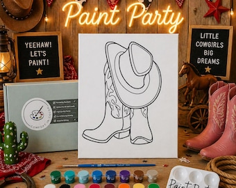 Cowboy Paint Party Canvas: Color-Your-Own Party Favor