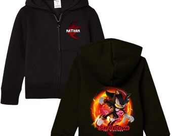 Personalized Shadow the Hedgehog Zip-Up Hoodie - Kids Gaming Apparel
