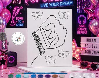 Pre-Drawn Pop Singer Canvas for Kids Paint Party: DIY Party Favors - Crafts - Coloring