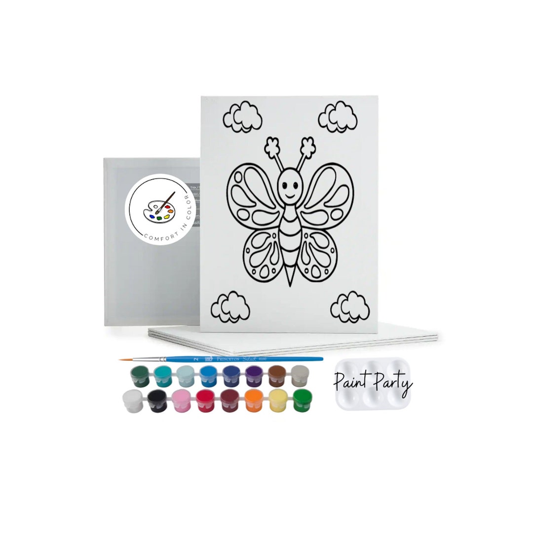 Pre-drawn Butterfly Canvas: Kids Paint Party Favor, DIY Art Kit ...