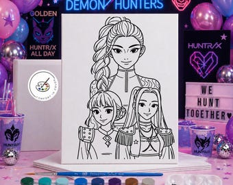 K Pop Character Canvas Panel: DIY Paint Party Kit, Kids Crafts