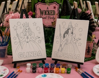 Wicked Paint Party Kit | Birthday Activity | Kids Craft Canvas Set | Party Favors | Coloring Pages