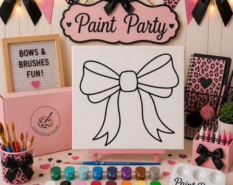 Pre-Drawn Bow Canvas: Kids Paint Party Kit, Craft Activity Favors